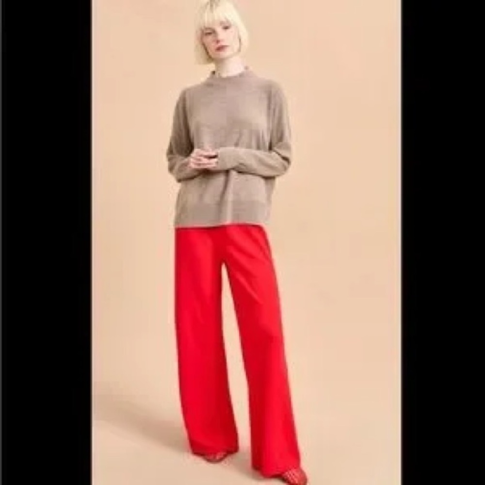 La Ligne Colby Pant in Red Cotton Poplin, size XS